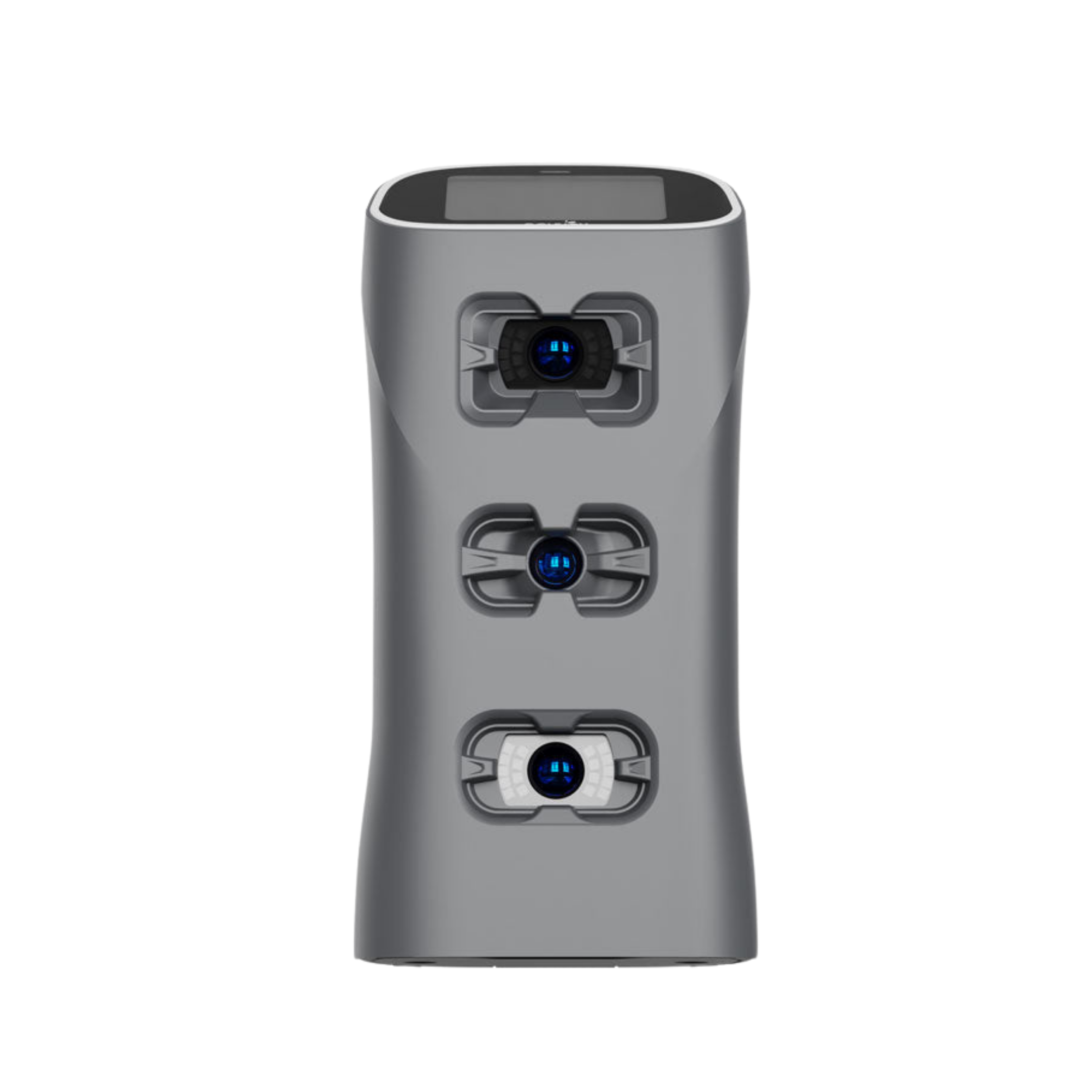 A Spica 3 golf launch monitor with triple ultra high-speed cameras in gray color.