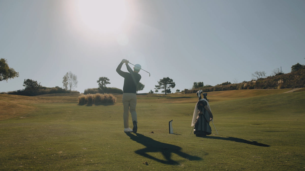 Outdoor golf launch monitor on a driving range 